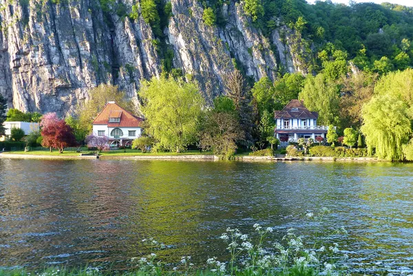 View of the Meuse riverbank in Dave from Wepion