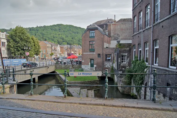 Huy (rue des Rôtisseurs), Belgium: The river Hoyoux disappearing under an ugly concrete parking