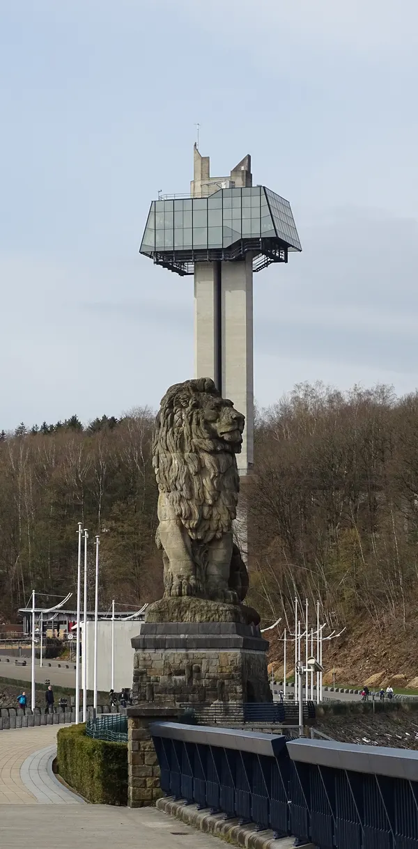 The Gileppe Dam (French Barrage de la Gileppe), an arch-gravity dam on the Gileppe river in Jalhay, Liège province, Wallonia, Belgium.