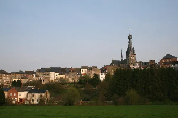 Walcourt (Belgium), the old city and the Basilica St Maternus (XVth century).