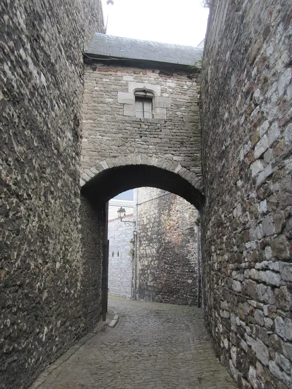Rue des Frères Mineurs, a historic narrow street in the Belgian town of Huy.