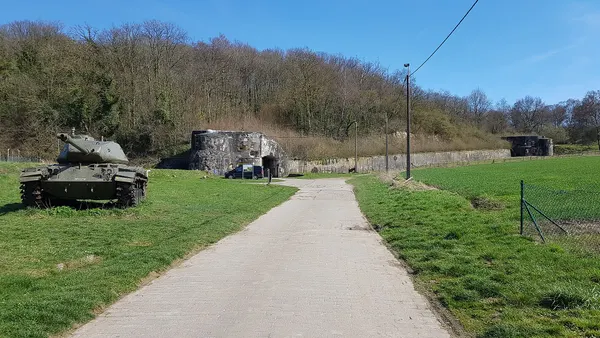 in front of the entrance of Fort Eben-Emael, Bassenge, Belgium