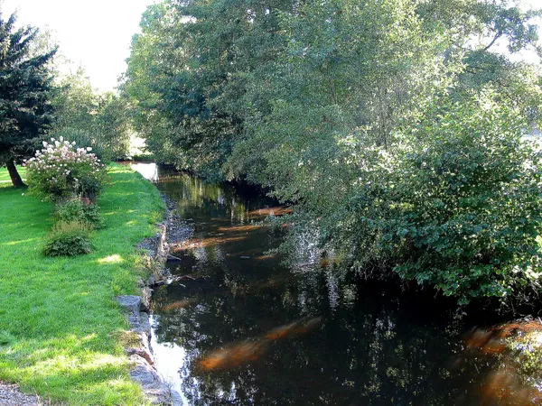 Forrières (Belgium), the L'Homme river alongside the Jemelle road.