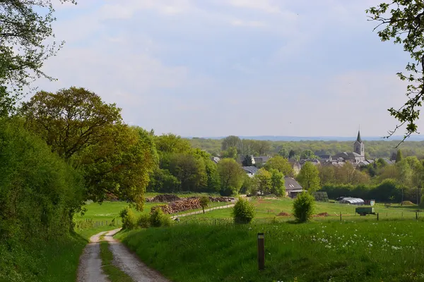View of Vodelée, municipality of Doische, Belgium, from hiking route GRP125