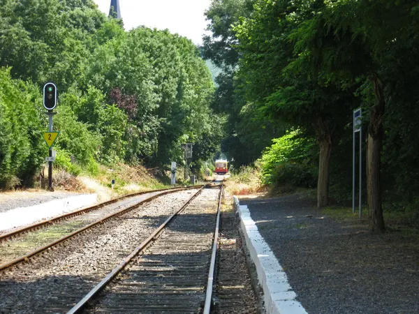 autorail van de CFV3V die in Virion station aankomt.