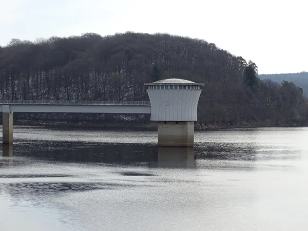 The Gileppe Dam (French Barrage de la Gileppe), an arch-gravity dam on the Gileppe river in Jalhay, Liège province, Wallonia, Belgium.
