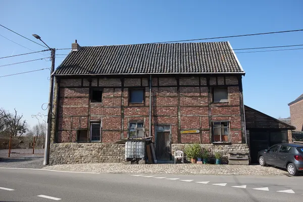 Vakwerkhuis in Völkerich, gemeente Blieberg, in maart 2025.