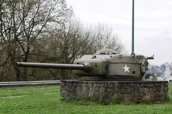 Turrets of Sherman Tanks defining the perimeter of the siege of Bastogne: N15 road to Neufchateau, N4 road to Marche, N34 road to…