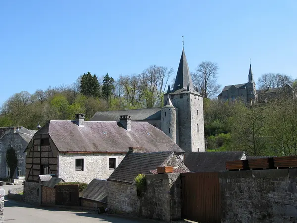 Celles (Namur) (Belgium), the area of the previous St. Hadelin collegiate church (XIth century) and the St. Hadelin hermitage chapel.