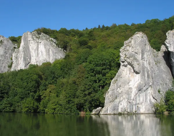 The Freÿr Rocks and the Meuse river between Waulsort and Anseremme (Belgium).